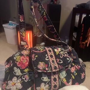 Vera Bradley Black Floral Quilted Shoulder Bag